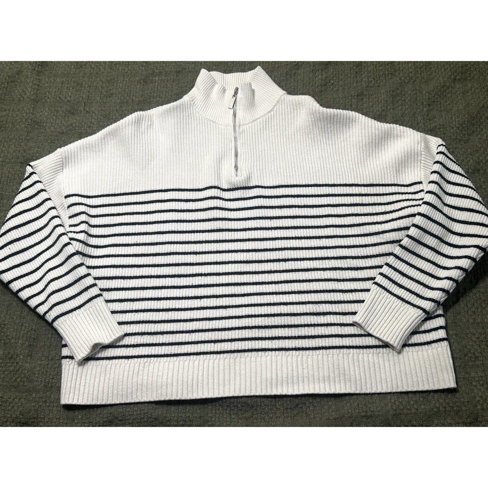 MNG Women's Jersey Striped Sweater Crocheted. Small